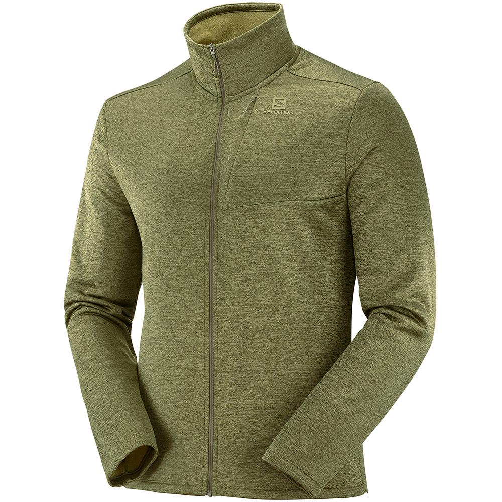 Vestes Imperméables Salomon Homme Vert Olive - Salomon TRANSITION FZ MID M - France (5186-GPRAL)